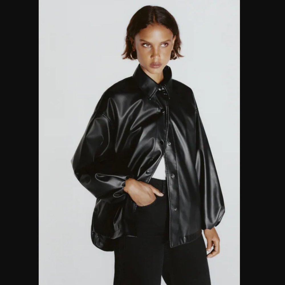 🔥MOVING SALE🔥New ZARA FAUX LEATHER JACKET TOP M